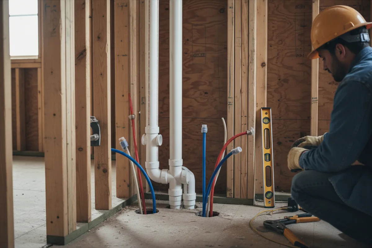 Drain and supply rough-in during Toilet Repair and Installation in Hanscom AFB